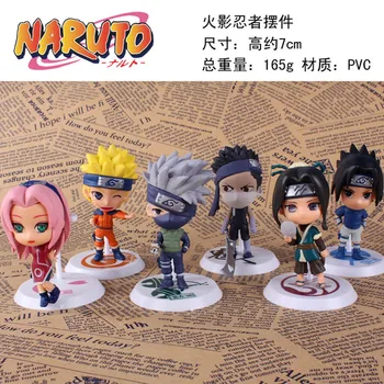 6Pcs/set Naruto Q versiune Mini PVC Acțiune Figura jucării Kakashi Naruto Gaara Sakura, Rock Lee Nara Sasuke Sushi acțiune jucarie cadou