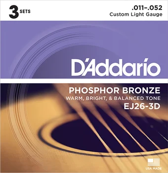 Ej26-3d fosfor bronz corzi pentru chitara acustica, 11-52, 3 seturi D ' Addario 13577