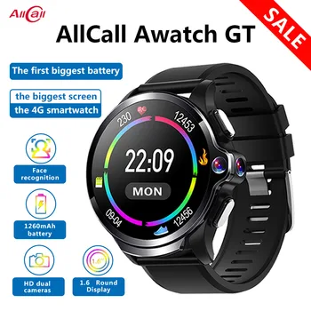 Allcall Vegheați GT 4G 32GB 3GB Ceas Inteligent 1260mAh 1.6 Inch, Dual Camera Fata ID IP67 GPS Men Sport Smartwatch Telefon Pentru Android