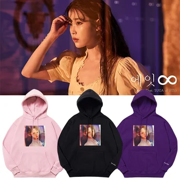 Coreeană K Pop Kpop UI Nou Album Opt Hanorac Jachete Pulovere Femei cu Maneci Lungi Harajuku Streetwear Lână cu Glugă Topuri