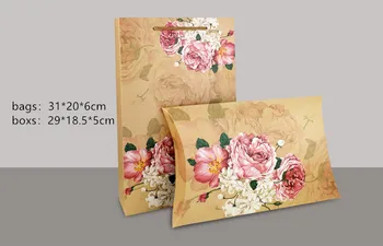 Bujor mare de flori cutie cadou cutie mare kraft perna cutii pentru eșarfă de ambalare, pernă formă de cutii de cadouri pentru nunta