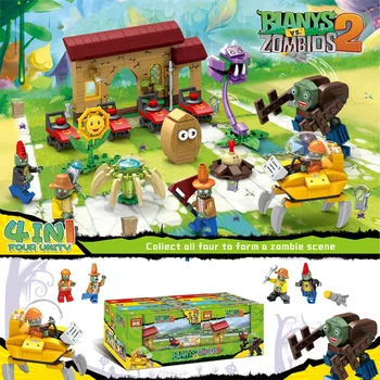 4 Buc Plante vs Zombi Blocuri Caramizi Compatibile Asamblarea Scene pentru Copii Puzzle Jucării de Crăciun Cadou de Ziua