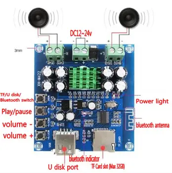 Receiver Audio Bluetooth 50W + 50W amplificator de Putere de bord disc USB card TF Music player TPA3116D2 Digital, amplificator de putere de bord