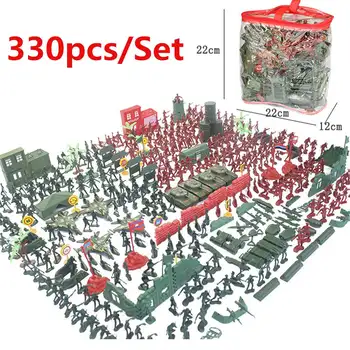 290pcs/330pcs/set Militar din Plastic Model Playset Kit Jucărie Armata de Oameni Cifre & Accesorii Decor Cadou Model de Jucării Pentru Copii