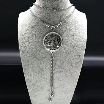 2021 Timp Pomul Vieții din Oțel Inoxidabil Cravată Colier Femei Cristal Bijuterie Ciucure de Culoare de Argint Coliere Bijuterii bijoux N17946