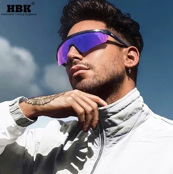HBK Supradimensionat ochelari de Soare Polarizat TR90 Una Bucata Obiectiv Bărbați Ochelari de Soare Clasic în Afara Conducere Ochelari de vedere Femei UV400 Reglabil