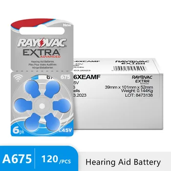 120 BUC Rayovac Extra auditiv Baterii Zinc Aer 675A 675 A675 PR44 Pentru aparat auditiv
