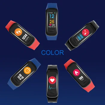 C1 Plus de Culoare Ecran Brățară Inteligent pentru IPhone Samsung Monitorizarea ritmului Cardiac Pas Contra Anti-acuarelă Ecran Brățară Sport
