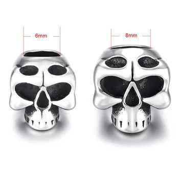 Din Oțel inoxidabil Margele Craniu Distanțier Metalic Mare Gaura de 8mm Farmec Slider DIY Bărbați Brățară Provizii de Bijuterii lucrate Manual Concluziile