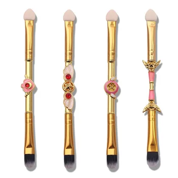 Două capete Singur Perie Burete Kosakura Sailor Moon Roz Pasăre Design Machiaj Perie de Frumusete de Aur Tija de Metal Fard de Ochi