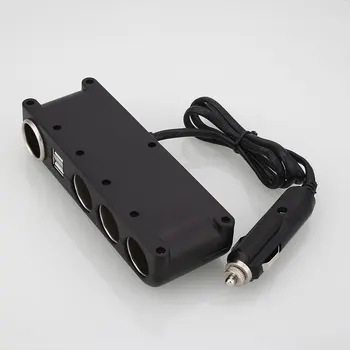 Universal 12V 24V 4 Mod de Bricheta Multi Socket Masina Splitter ABS Dual USB Adaptor Încărcător Auto Negru Piese de Interior