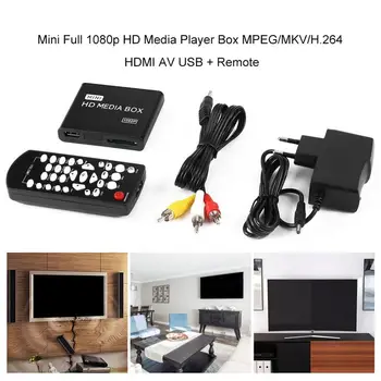 Mini Media Player 1080P Mini HDD Media Box TV box Video Player Multimedia Full HD Cu SD, MMC Card Reader 100Mpbs UE Plug