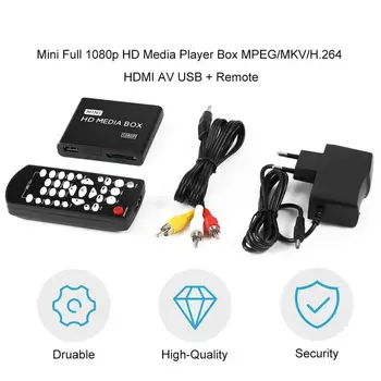 Mini Media Player 1080P Mini HDD Media Box TV box Video Player Multimedia Full HD Cu SD, MMC Card Reader 100Mpbs UE Plug