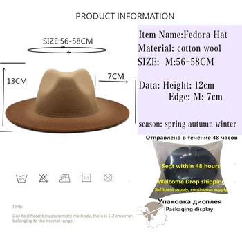 2-gradient de culoare Nou Wide Brim wool Fedora Hat Pentru Femei Lână, Pălării de Fetru Pentru Barbati Toamna Iarna Panama Gamble Jazz Capac 13764