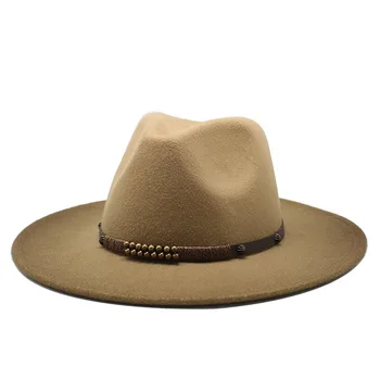 2-gradient de culoare Nou Wide Brim wool Fedora Hat Pentru Femei Lână, Pălării de Fetru Pentru Barbati Toamna Iarna Panama Gamble Jazz Capac