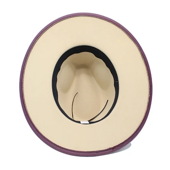 2-gradient de culoare Nou Wide Brim wool Fedora Hat Pentru Femei Lână, Pălării de Fetru Pentru Barbati Toamna Iarna Panama Gamble Jazz Capac