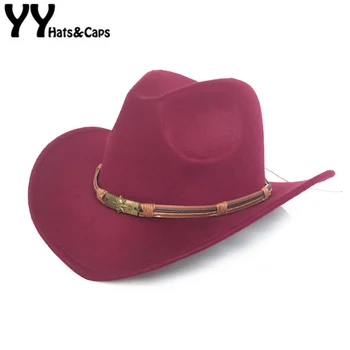 YY Chapeu Western Cowboy Palarie Pirat Cu Centura Domn Jazz Sombrero Hombre Capac Femei de Iarnă Panama Simțit Capac Pălărie Trilby FD19029