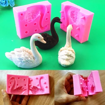 Aomily 3D Lebada Frumoasa Fondante Mucegai Silicon Lumânare Zahăr Ambarcațiuni Instrument de Ciocolata Tort Mucegai Bucătărie de Copt DIY Decorare