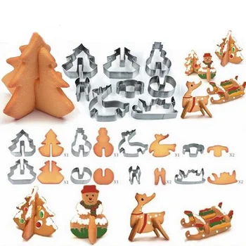 8pcs/set Decoratiuni de Craciun din Oțel Inoxidabil Tort 3D Tăietori Cookie Mucegai Navidad Ornamente de Anul Nou Decor Acasă Natal Noel Xmas