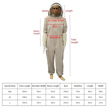 Apicultura Îmbrăcăminte de Protecție cu Mănuși Profesionale Ventilate Corp Plin Apicultura Sacou Costum de Protecție Costum Apicol