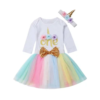 Citgeett Copil Nou-Născut Fete Un Unicorn Topuri Romper Tul Tutu Colorate Fusta Costume De Ziua De Vară Set Haine