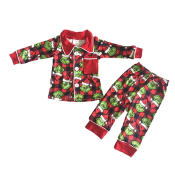 Copilul de Iarna cu Maneca Lunga Set de Pijama Baieti Guler de Turn-down de Sus Și Pantaloni 2 buc Moda Copii Tinuta Pentru Craciun