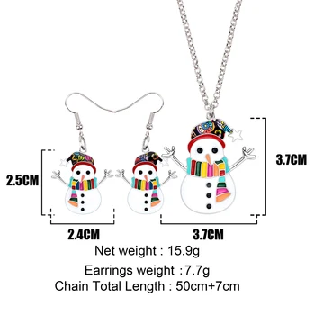 WEVENI Email Aliaj de Crăciun Anime om de Zăpadă Seturi de Bijuterii Cercei Picătură Legăna Colier Pandantiv Decor Pentru Femei Fete Cadou 13979