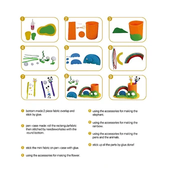 DIY Manual Simțit Tesatura Ambarcațiuni Pen Container,Non-țesute suport Stilou Truse de Cusut Proiect de Artă și Meșteșuguri, Jucării Educative pentru Copii