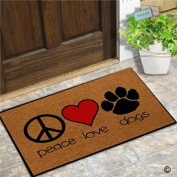 Preș de intrare - Amuzant și Creativ Preș - Pace Iubesc Câinii Usa Mat pentru Interior Exterior