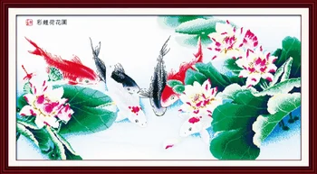 Crapi colorate cu lotus goblen kit 14ct 11ct ștampilată panza cusaturi cruce animal broderie manual DIY manual