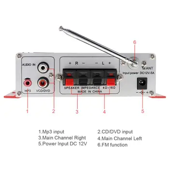 Kentiger HY-502S DC 12V Mini Bluetooth Amplificatoare, Amplificator pentru Căști SD/USB redarea Radio FM Cu Telecomanda Pentru Casa/Masina Dac 140757