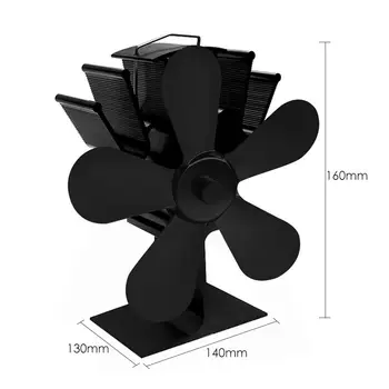 Semineu Fan 5 Lame De Căldură Alimentat Aragaz Ventilator Arzător De Lemn Eficient Negru Liniștit Acasă Deschide Haard Fan