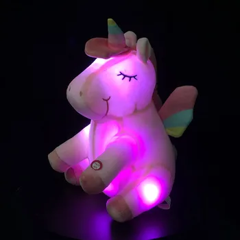 1 buc 30cm cu LED Unicorn de Pluș Jucării de Pluș Aprinde Jucării de Pluș Animale Drăguț Cal de Jucarie Papusa Moale Jucarii Copii Xmas Cadouri