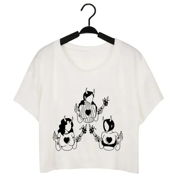 Scurta de vara tricou Femei Diavolul Imprimare O-gât Casual sex Feminin Funny T-shirt Streetwear Grafic Teuri pentru Femei