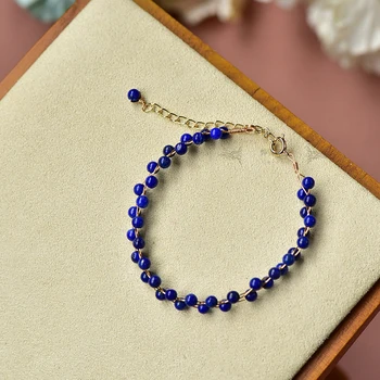 Handmade Natural Lapis Lazuli Țese Margele Brățară Brățară &Brățară Bijuterii Cadouri Pentru Femei En-Gros