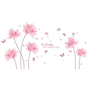 [shijuekongjian] Culoare Roz Flori Autocolante de Perete DIY Planta Elf Decalcomanii de Perete pentru Camera de zi Dormitor Bucatarie Decorarea Casei