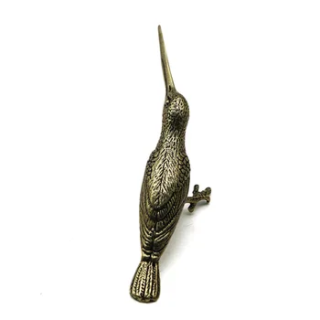 Vintage Cupru Solid Lung Gura Pasăre Mică Statuie Ornamente Clasice Alamă Animal Ciocănitoarea Figurine Biroul De Acasă Decoratiuni