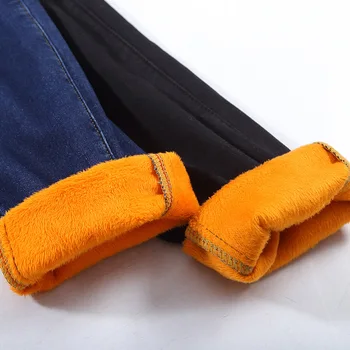 Noul Talie Mare Multi-Buton de Catifea Groasă Blugi de Iarnă Skinny Stretch Cald Blugi Pantaloni Mama Pantaloni din Denim cu Pantaloni de Lână