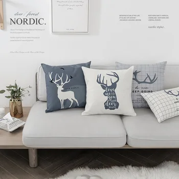 Stil Nordic Perne Decorative Pernă Acoperă Căprioară Gri Negru Perne Caz Geometrice Pernele de Acoperire pentru Canapeaua 45x45
