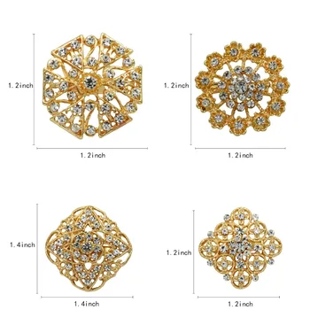 12 Buc Clar Pietre de Cristal și de Aur de Culoare Placat cu Dimensiune Medie Ace de Brosa pentru Femei sau DIY Nunta Buchete de Mireasa Kituri