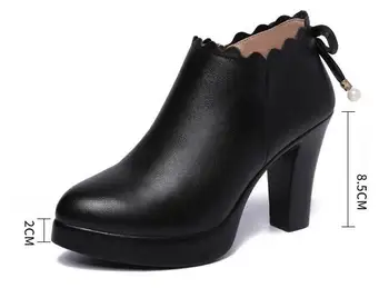 GKTINOO Femei Pantofi de Piele de Toamna a Subliniat Toe Platforma de sex Feminin Pompe Casual Pătrat Tocuri inalte Doamnelor Pantofi Singur Plus Dimensiune