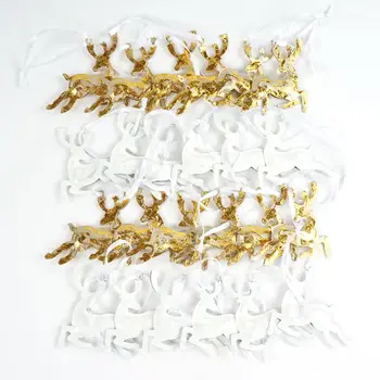Decorațiuni pentru bradul de crăciun reni 24buc alb & aur de fier cerb elemente de Crăciun ornamente pentru pomul de accesorii pentru casa Festival
