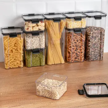2/3/4BUC PET de Plastic Alimentar set Recipiente Transparente, care pot fi Stivuite Hrana Uscata Cutie de Depozitare Bucătărie, Spaghete, Tăiței Containere Sigilate