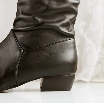 Plus dimensiune 34-43 de moda new sosire de Iarnă de la Jumătatea Vițel Cizme pentru Femei Negru Alb Maro apartamente tocuri jumătate de cizme de toamna, pantofi de Zăpadă yuj7