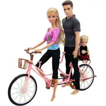 Plastic de înaltă Calitate Biciclete Frumoase Biciclete Roz Detasabila Bicicleta de Un loc Și cu Trei locuri DIY Accesorii pentru Papusa Barbie Jucarii