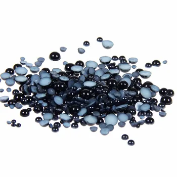Transport gratuit~ Culoare Neagra 1,5 mm,2mm,4mm,6mm,8mm,10mm,12mm,14mm spate Plat ABS Rotund Jumătate Perla, din plastic jumătate margele perla 14287