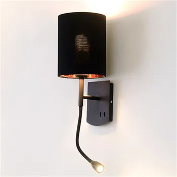 Stil Modern simplu Comutator de Lectură a CONDUS Lumina de Perete, Corpuri de Rotație Noptieră Lampa de Perete Abajur din Tesatura de Tranșee de Perete Iluminat Acasă