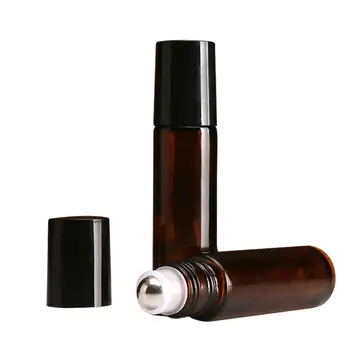 24buc 10ml Amber Gol Reîncărcabile Sticlă de Parfum Roll Pe Sticla Cu Inox cu Bilă Pentru Ulei Esential pentru Aromaterapie