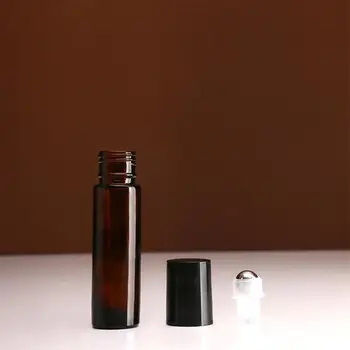 24buc 10ml Amber Gol Reîncărcabile Sticlă de Parfum Roll Pe Sticla Cu Inox cu Bilă Pentru Ulei Esential pentru Aromaterapie