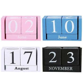 De epocă din Lemn Perpetual Calendar de Birou Bloc Planificator Permanent Organizator Desktop DIY Agenda JR Oferte